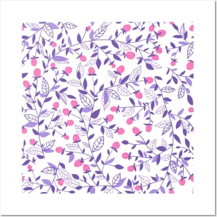 Floral doodles pink and violet Posters and Art